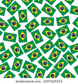Seamless Pattern for holidays with flag of Brazil. Happy Brazil day background. Illustration with white background. Vector.