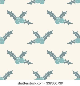 Seamless pattern with holly berries