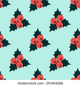 Seamless pattern: holly. Christmas background.