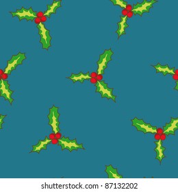seamless pattern with holly in vector