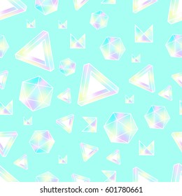 Seamless pattern with holographic elements. Memphis style. Abstract geometry