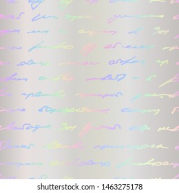 Seamless pattern. Holographic foil. Modern stylish texture. Hologram hipster design. Wonderful wallpaper colorful lines. Beautiful rainbow background. Iridescent art. Trendy stylish design neon color