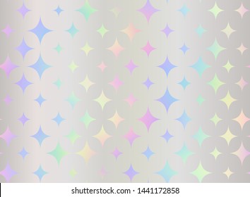 Seamless Pattern. Holographic Foil. Wonderful Wallpaper. Modern Hologram Hipster Design. Stars Pattern. Beautiful Rainbow Background. Colorful Texture. Iridescent Art. Trendy Stylish Design Neon Color