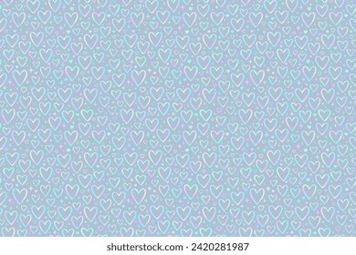Seamless pattern of holographic scattered hearts