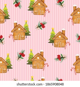 Seamless pattern with home and flower