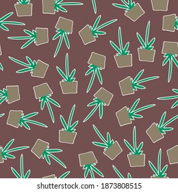 Seamless pattern home plant, hand drawn doodle