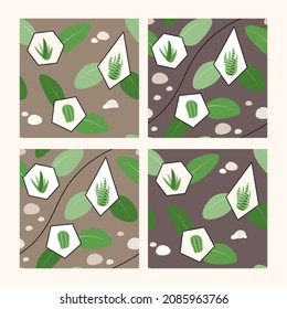 Patrón sin foco de plantas domésticas. Colección de plantas interiores en macetas. Decoración casera. Jardín de la jungla. Jardín urbano. Ilustración vectorial en estilo plano