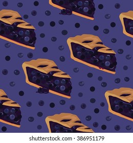 seamless pattern with homemade blueberry pie