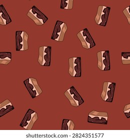 seamless pattern homemade brownie cartoon. gooey moist, rich decadent, sweet treat homemade brownie sign vector