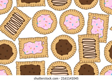 Seamless pattern with Homemade Pop-tarts made from scratch. Hot Toaster Pastry. Baked Pastry vector illustration