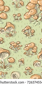 Seamless pattern with honey agaric