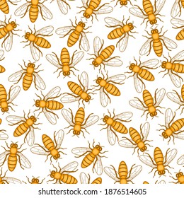 Seamless pattern of the honey bee insects