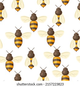 Seamless pattern of honey bees. Image for food and agricultural industry.