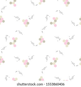 Seamless pattern with honey cells and dots texture vector.