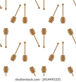 seamless pattern with honey dipper spoon, vector illustration for honey design, beekeeper branding, background, wrapping paper, fabric textile