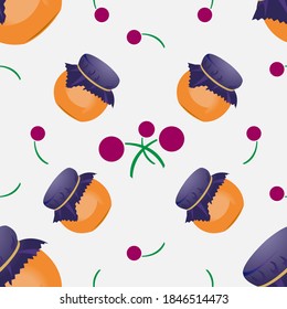 Seamless pattern of honey jar. Vector illustration isolated on a white background. Texture for fabrics, textiles, menus, packaging, website, etc.