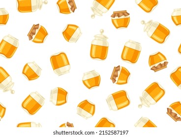 Seamless pattern of honey jars. Image for food and agricultural industry.