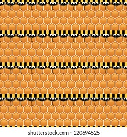 seamless pattern as honey with many bee
