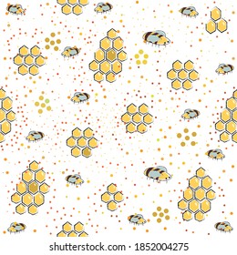 Seamless Pattern with Honey. Scandinavian Style.