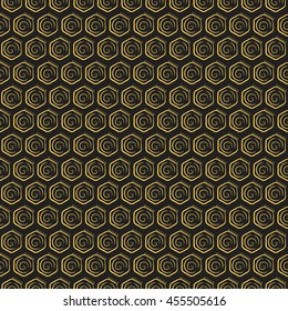 Seamless pattern of honeycomb. Background of honeycombs in vintage style. Vector illustration.