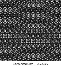 Seamless pattern of honeycomb. Background of honeycombs in vintage style. Vector illustration.