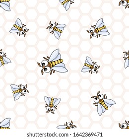 Seamless pattern with honeycomb and bees