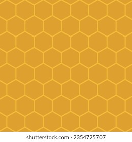 Seamless pattern of honeycomb isolated on yellow background. Vector illustration.