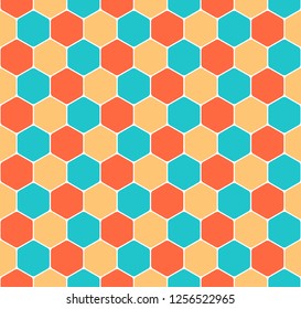 Seamless pattern with honeycomb shapes. Hexagon texture background in flat style. Quick and easy recolorable shape. Vector illustration a graphic element
