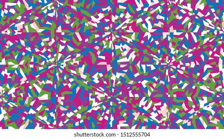 Seamless pattern with honeycomb structure. Colored crystalline snowflakes. Chaotic paints.