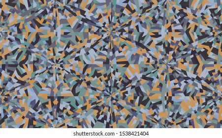Seamless pattern with honeycomb structure. Colored crystalline snowflakes. Chaotic paints.