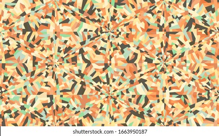 Seamless pattern with honeycomb structure. Colored crystalline snowflakes. Chaotic paints.