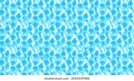 Seamless pattern from honeycombs blue. Shiny bright background from hexagon for banner design. Vector illustration.