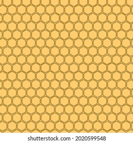 
Seamless pattern with honeycombs on a yellow background. Vector illustration with hand-drawn hexagons. Background for fabric, wrapping paper and design on the topic of bees.