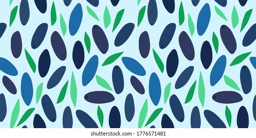 seamless pattern with honeysuckle berries and leaves on a light blue background. modern abstract design for packaging, print for clothes, fabric