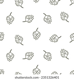 Seamless pattern Hop plant icon doodle cartoon. Vector illustration background of a hop fruit.