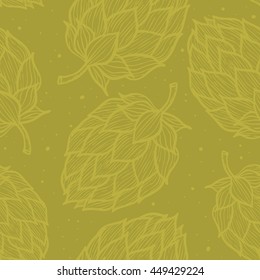 Seamless Pattern With  Hops. Beer Background.