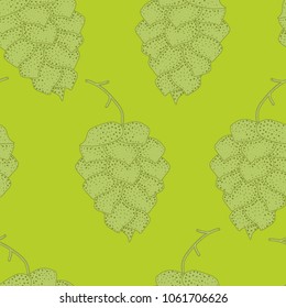 Seamless pattern of hops, a component for brewing beer