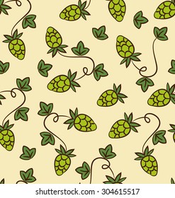 Seamless Pattern Hops Plans as Part Quality Cooking Beer - vector