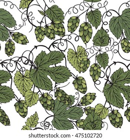Seamless pattern with hops.Beer concept.