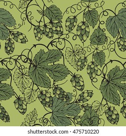 Seamless pattern with hops.Beer concept.