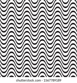 Seamless pattern with horizontal black wavy lines.
