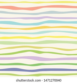Seamless pattern. Horizontal curved stripes, pastel shades.
