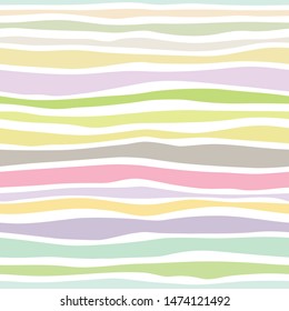 Seamless pattern. Horizontal curved stripes, pastel shades.