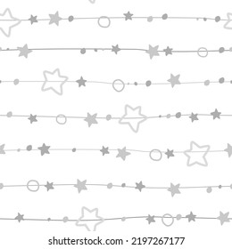 Seamless pattern with horizontal garlands of stars. Festive abstract pattern. Vector graphics.