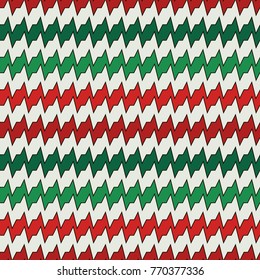 Seamless pattern with horizontal jagged lines in Christmas traditional colors. Repeated sharp edges stripes motif. Bright waves abstract background. Digital paper, textile print. Vector illustration.