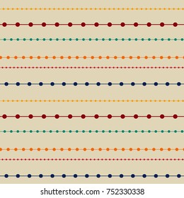 Seamless pattern with horizontal lines and circles. Abstract geometric background in retro style. Good for wrapping paper, web page background, party invitation, greeting card decoration, textile.