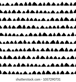 Seamless pattern with horizontal lines on white background. Design element for wrapping paper, textile, fabric. Vector illustration. Black and white mosaic triangle texture.