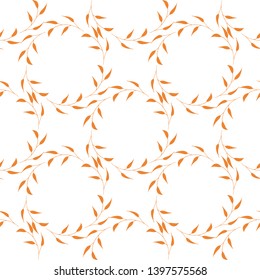 Seamless pattern with horizontal orange branches on white background. Endless background for your design.