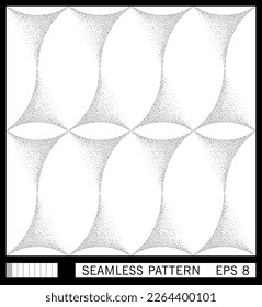 Seamless pattern. Horizontal spirals. Stipple halftone dotted texture. Retrofuturistic vector art