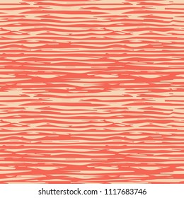 Seamless pattern from horizontal stripes of pink color, on a beige background. Vector illustration.